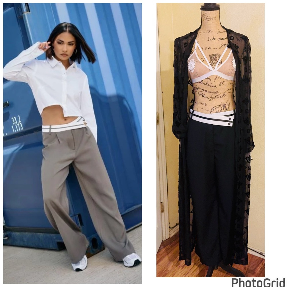 Zara Contrast Waistband Pants NWOT